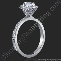 Petite Tulip Style Flower Ring Paved with Encrusted Diamonds
