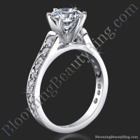 Reverse Tapered Gold Engagement Ring with Pave Set Diamonds and Medium Profile