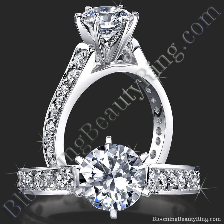 .55 ctw 6 Prong Claw Channel Set Engagement Ring - bbr407a