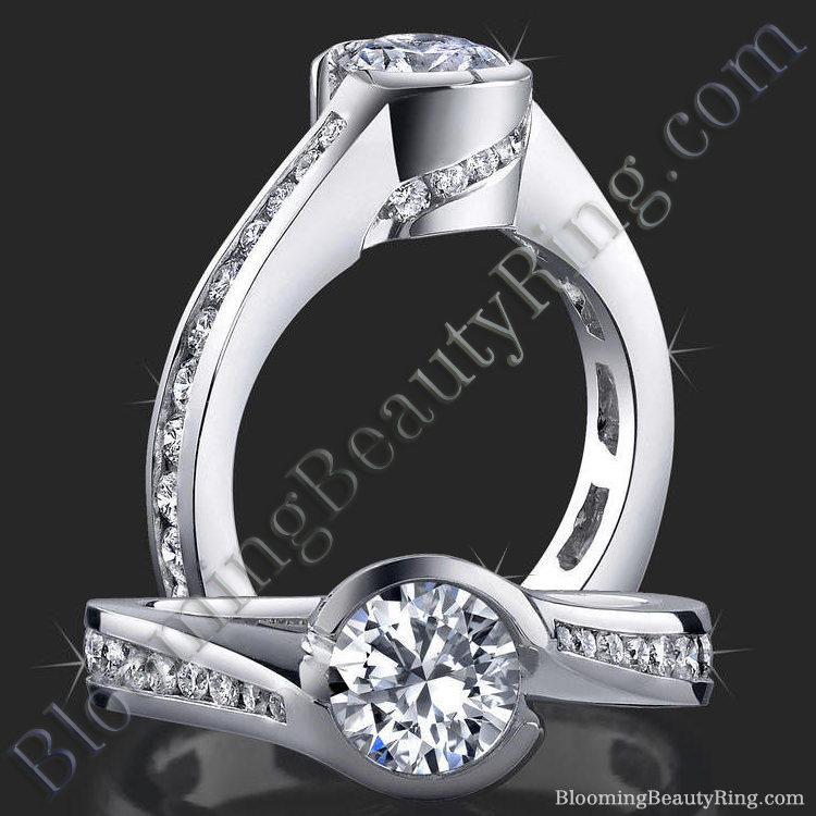 .90 ctw. Channel Set Flush Style 4 Prong Diamond Engagement Ring - bbr432