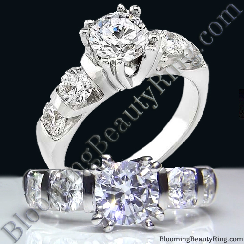 Tension Set Large Diamond Curved 8 Prong Engagement Ring