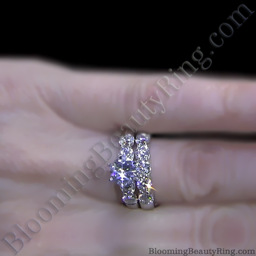 Tiffany Style 9 Large Stone Diamond Engagement Ring Set On The Finger