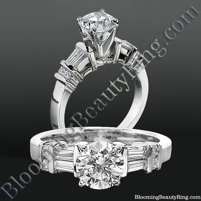 8 Diamond Raised Ribboned High Profile Tiffany Style Engagement Ring Setting bbrnw6010