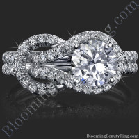 Two Interlaced Split Loop Diamond Engagement Ring - 2