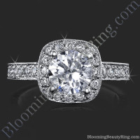 Unique Slant Top Halo Engagement Ring