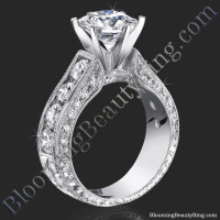 4.10 ctw round diamond engraved 6 prong engagement ring