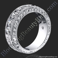 4.10 ctw round diamond engraved 6 prong engagement band