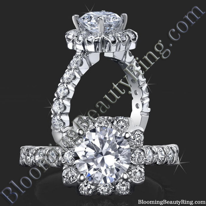 1.00 ctw. Halo and Channel Set Diamond Engagement Ring - bbr462e
