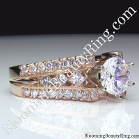 pink gold engagement ring with a split shank