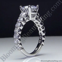 Shared Prong Antique Style Engagement Ring with Large Graduated Diamonds