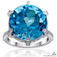 17.35 ctw. Blue Topaz and Diamond Ring