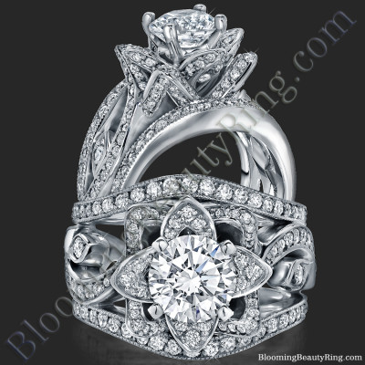 The Original Lotus Swan Double Band Flower Ring Set