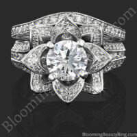 2.08 ctw. Original Large Blooming Beauty Flower Ring Set – bbr434set laying down, top view