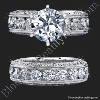 Spectacular Top Quality Round Diamond Engagement Ring Set