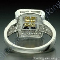 .50 ctw. Princess Yellow Sapphire and Diamond Square Ring - 2