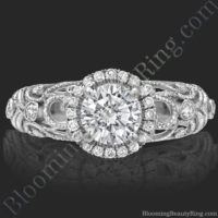 Filigree Diamond Halo Engagement Ring - bbr669