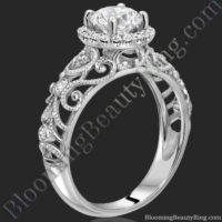 La Bella - Filigree Diamond Halo Engagement Ring