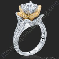 Yellow Gold and White Blooming Beauty Flower Ring – bbr434tty