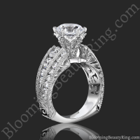 Standing view of the diamond crown engagement ring - bbr505a