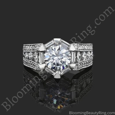 The Queens Crown Low Profile Vintage Inspired Round Engagement Ring – bbr272e laying down