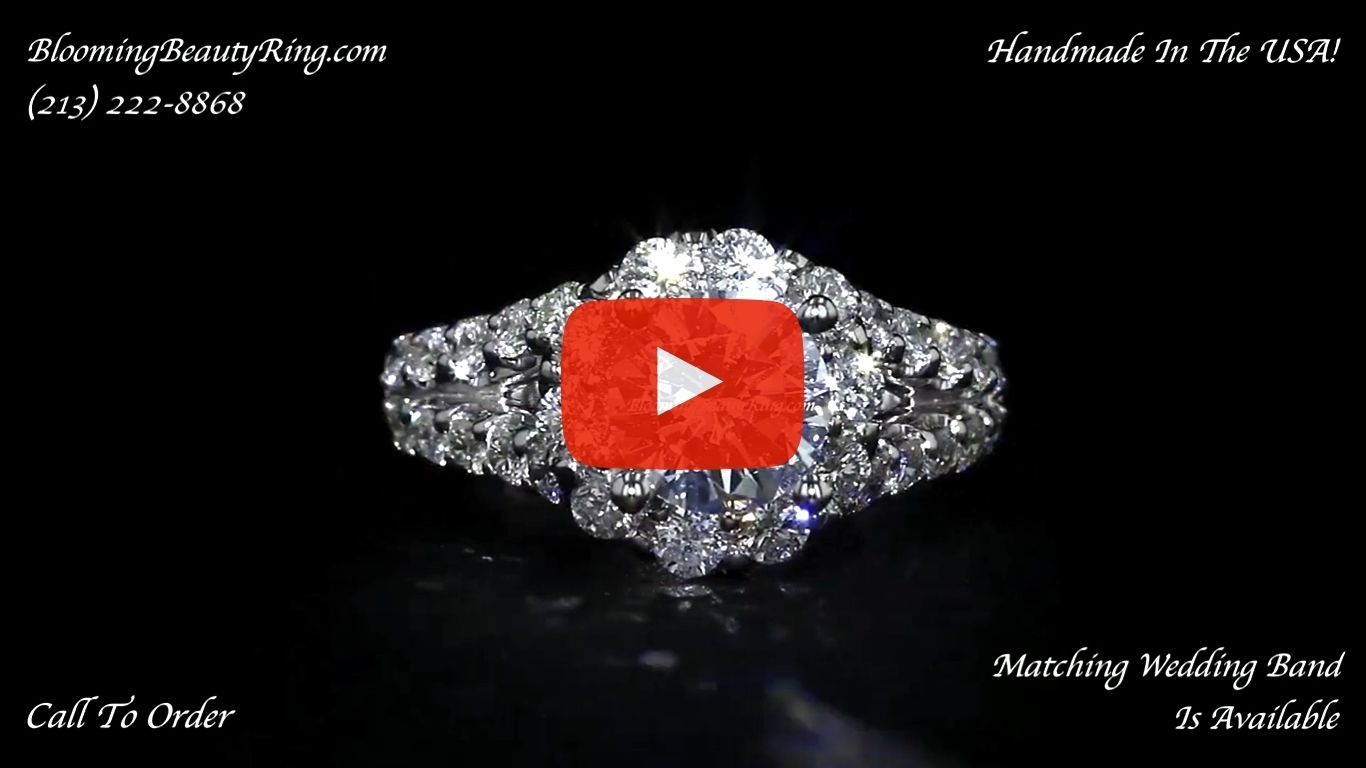 Diamond Go Round Halo Split Shank Engagement Ring – bbr567 laying down video