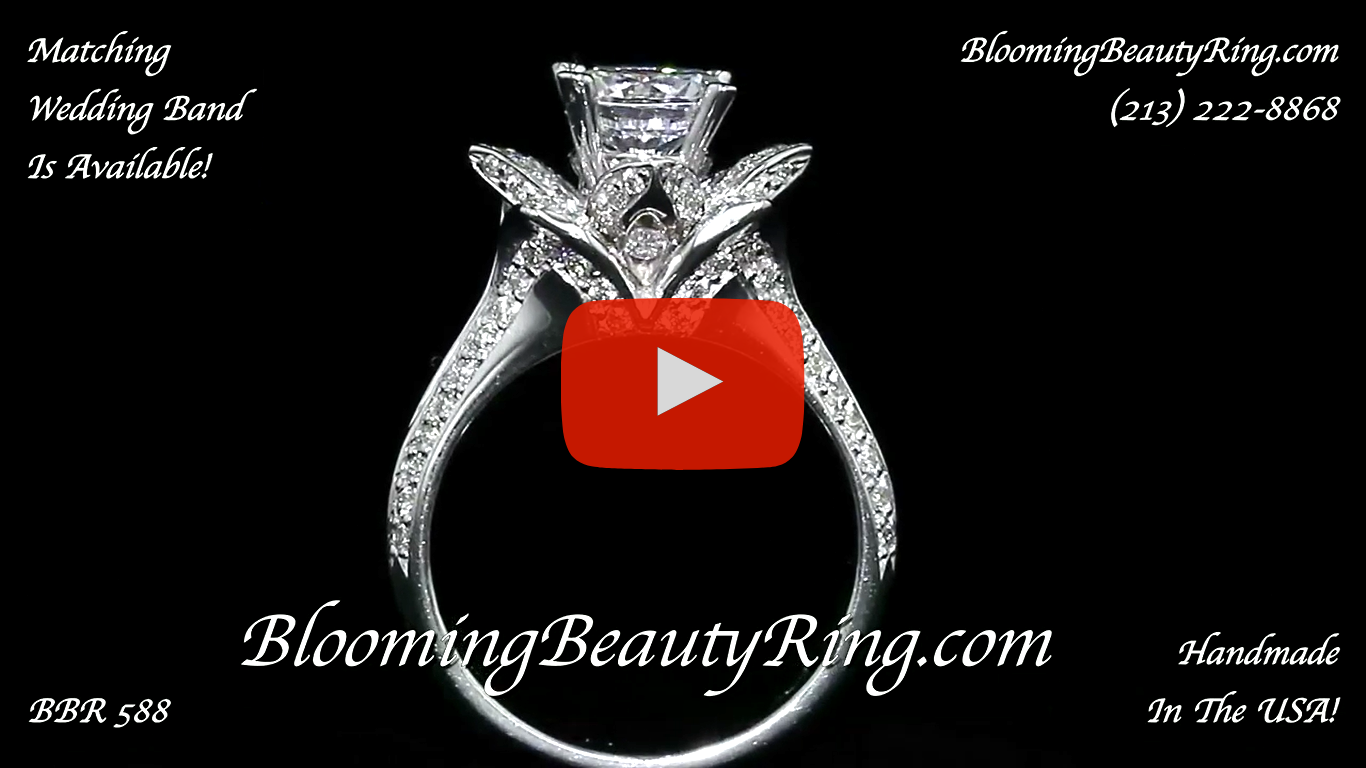 Lotus Ring 8 Petal 1.00 ct. Diamond Band Flower Ring – bbr588 standing up image link