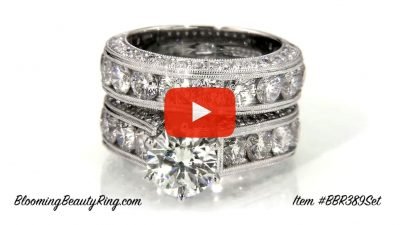 2.10 Carat Round Diamond Engraved Engagement Ring with Huge Quarter Carat Channel Set Diamonds – bbr389