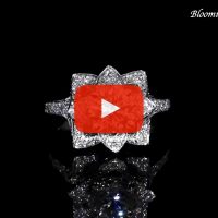 small crimson rose flower diamond engagement ring set