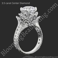 1.78 ctw. Large Hand Engraved Blooming Beauty Ring – bbr434en 3.5 carat center diamond - Blooming Beauty Ring