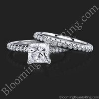 .74 ctw. Petite Channel Curved Set Princess Engagement Ring Set-b