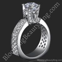 Enhanced Tiffany Style High Mount Pave Diamond Engagement Ring