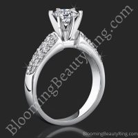 1.08 ctw. 3 Column Micro Pave 6 Prong Diamond Engagement Ring Set