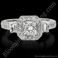 Octagonal Pave Styled 8 Pronged Halo Diamond Engagement Ring bbr356 TOP VIEW