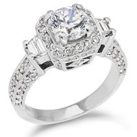 Octagonal Pave Styled 8 Pronged Halo