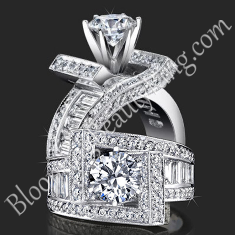 1.85 ctw. Double Seven Round and Baguette Engagement Ring - bbr4549