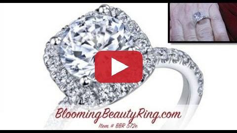 Petite Square Halo Round Shared Prong Set Diamond Engagement Ring – bbr572e video