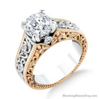 Diamonds on the vine two tone rose and white gold engagement ring with round center diamond - bbr741e