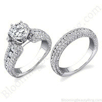 2.55 ctw. 5 Sided 10 Column Engagement Ring Set – bbr455 set – white background