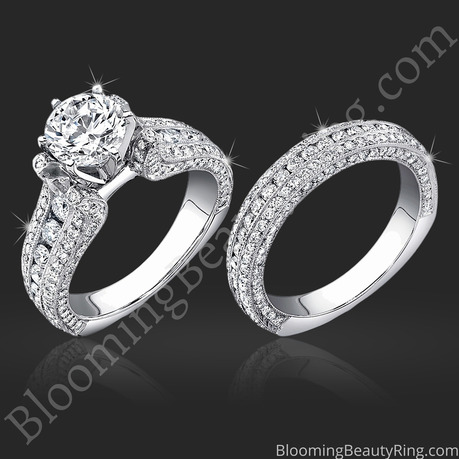 2.55 ctw. 5 Sided 10 Column Engagement Ring Set – bbr455 set