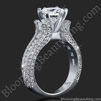 5 Sided 10 Column Engagement Ring – Unlike Anything You Have Ever Seen – with Hundreds Of Diamonds – bbr455 standing up