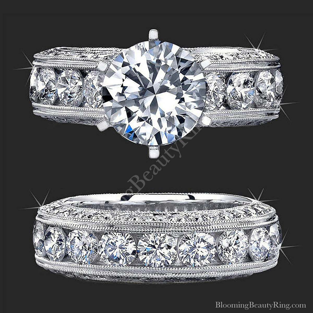 Spectacular 4.20 ctw. Top Quality Round Diamond Engagement Ring Set – bbr389set