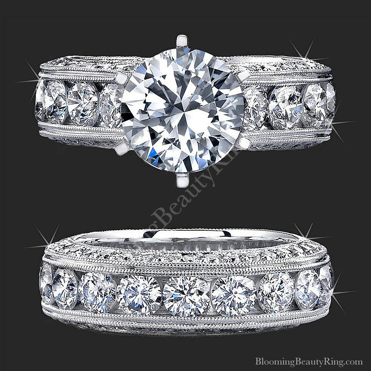 Spectacular 4.20 ctw. Top Quality Round Diamond Engagement Ring Set – bbr389set