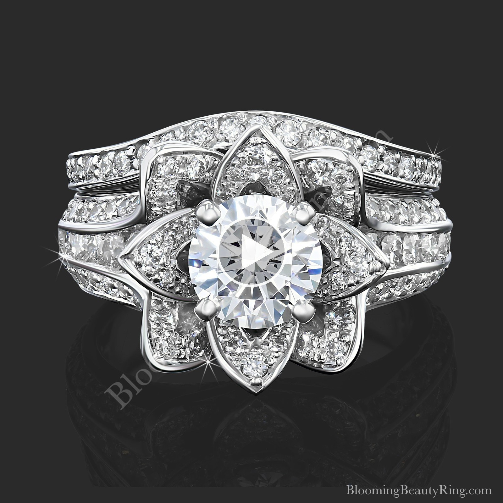 1.67 ctw. Original Small Blooming Beauty Flower Ring Set – bbr434mset laying down video
