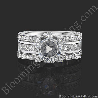 New Design Wide Band Diamond Engagement Ring With Tension Set Diamond – bbr744e laying down video