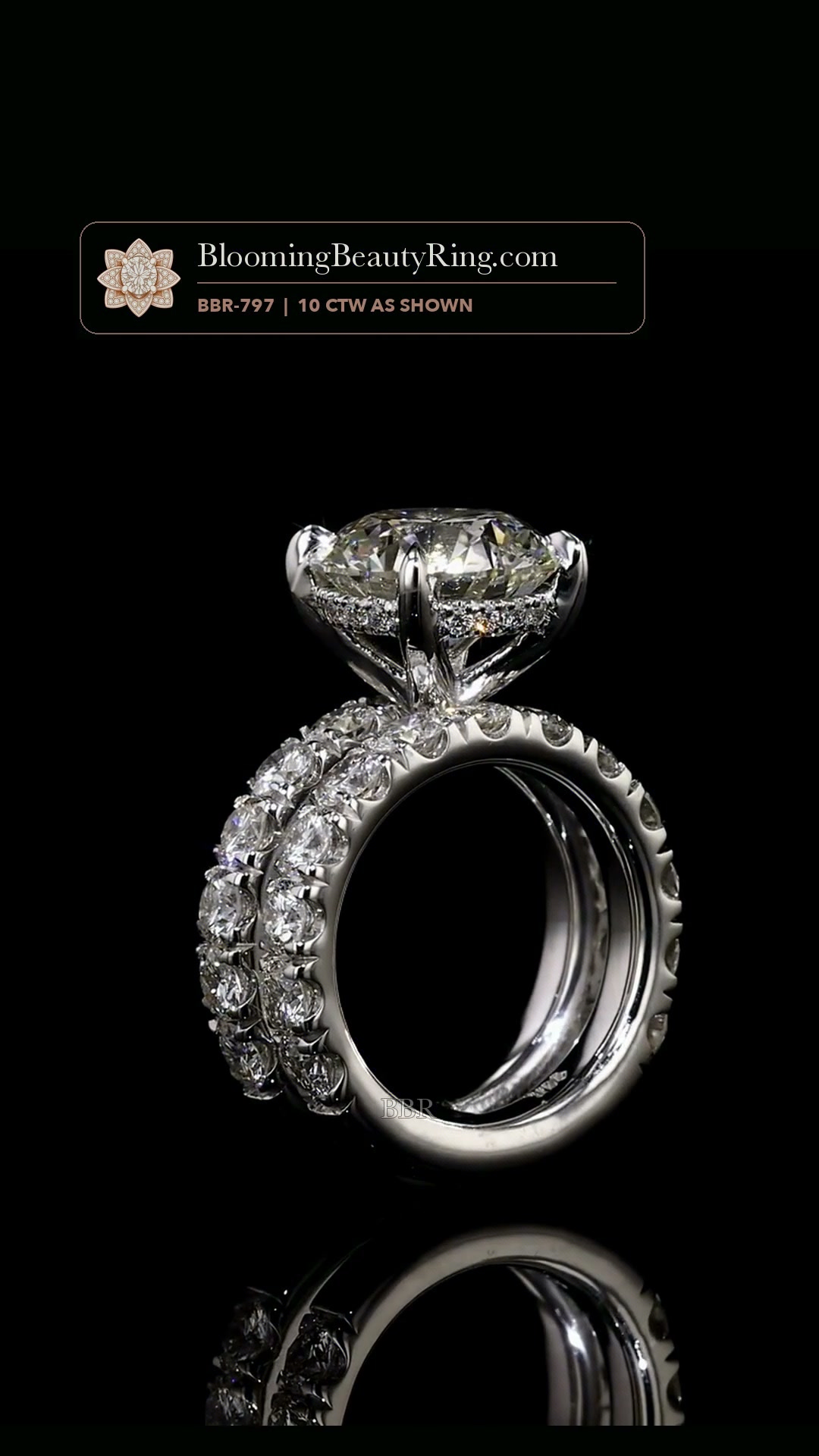 Ten Times the Sparkle – 10 CTW Diamond Engagement Ring – BBR-797 standing up video