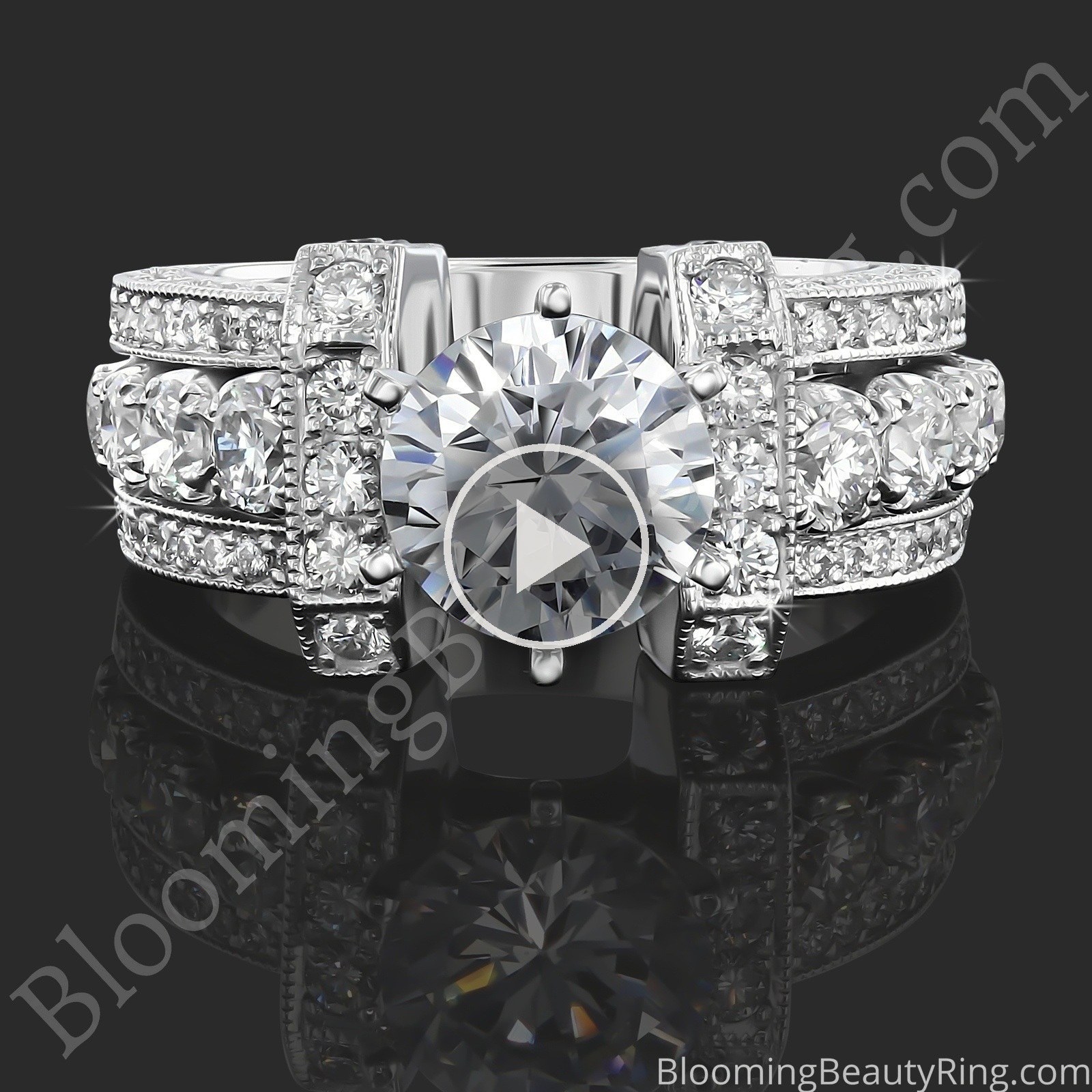 The Show Stopper – 2.0 ctw Statement Diamond Engagement Ring Setting – BBR-332-1 laying down video