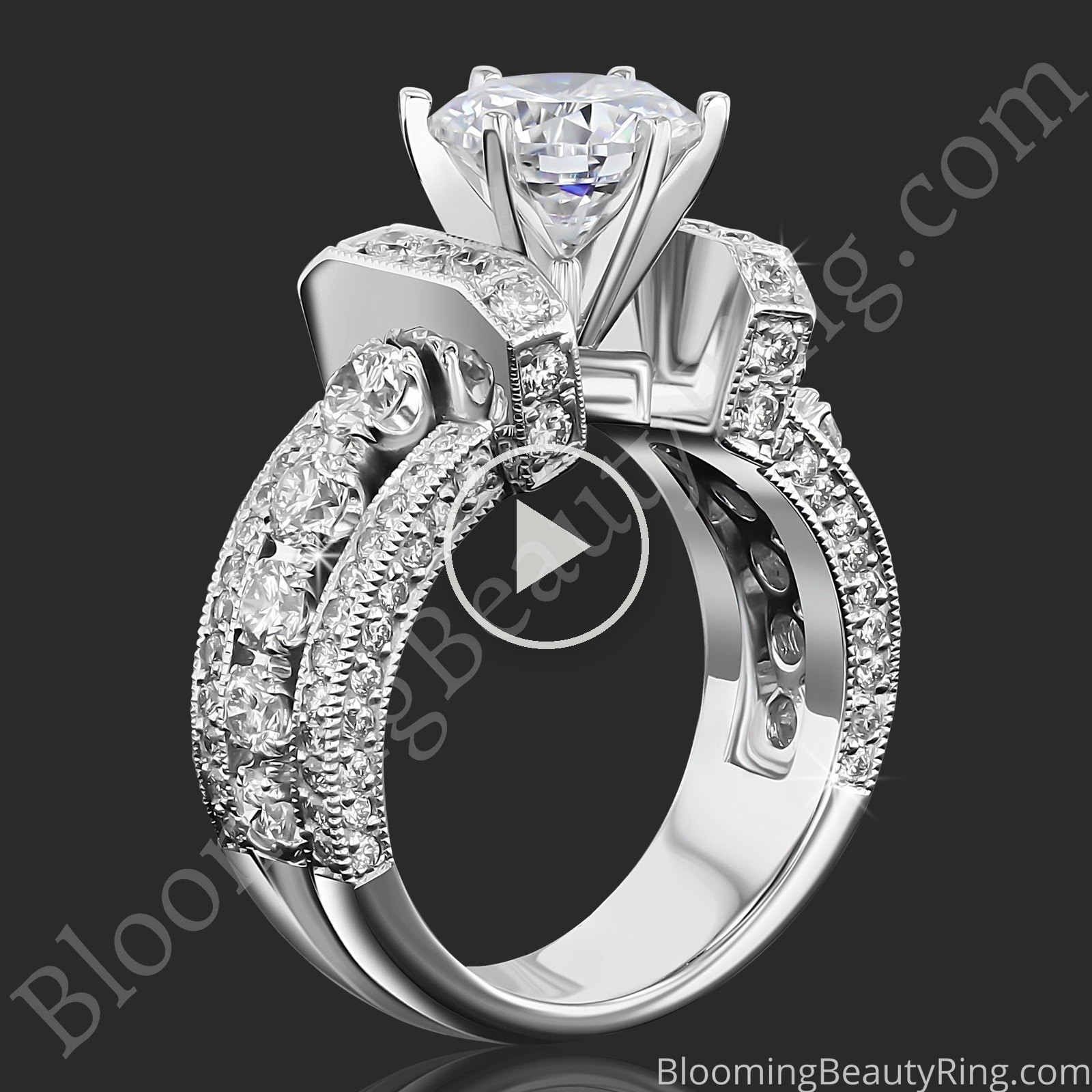 The Show Stopper – 2.0 ctw Statement Diamond Engagement Ring Setting – BBR-332-1 standing up video