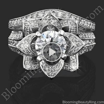 2.08 ctw. Original Large Blooming Beauty Flower Ring Set – bbr434set laying down video