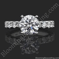 Four-prong French pavé diamond engagement ring setting laying down, bbr658e-1