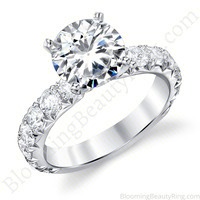 Four-prong French pavé diamond engagement ring setting on a white background, bbr658e-1